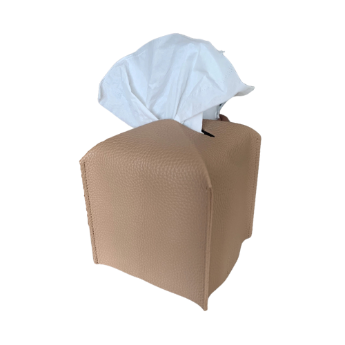 Camel Rectangle Leather Tissue Box Cover