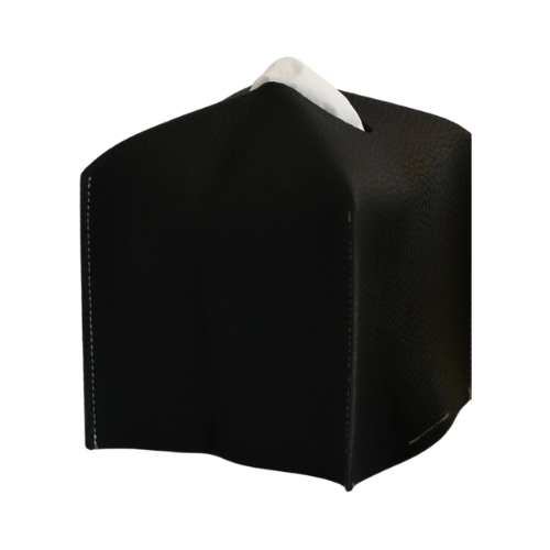 Black Square Leather Tissue Box Cover