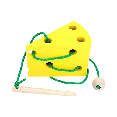 Threading Toy Cheese Wood Toy