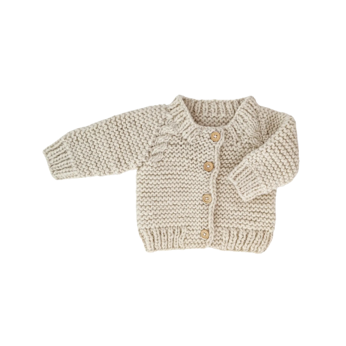 Huggalugs Natural Garter Stitch Cardigan Sweater 6-12M