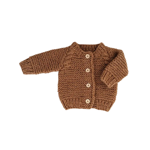 Huggalugs Pecan Garter Stitch Cardigan Sweater 0-6M