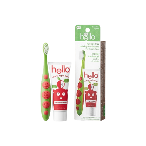 Hello Toddler Toothbrush & Fluoride Free Toothpaste 1.5oz