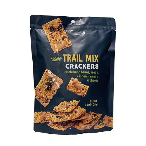 Trail Mix Crackers with Mung beans, Seeds, Cashews, Raisins & Cheese 4.5 oz