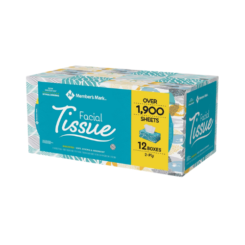 Member's Mark 160ct 2-Ply Facial Tissue Rectangle Box 12pk