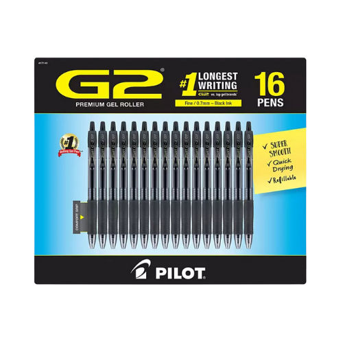 Pilot G2 Fine .7mm Retractable Black Gel Pens 16pk