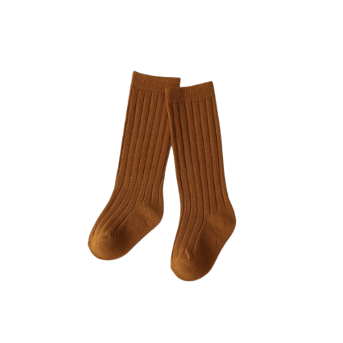 Long Ribbed Sock, Camel Small