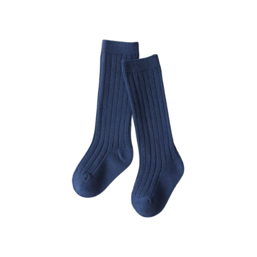 Long Ribbed Sock, Dark Blue Medium