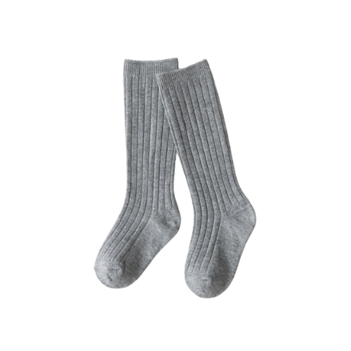 Long Ribbed Sock, Grey Medium