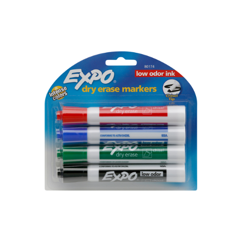 Expo Dry Erase Marker Low Odor Asst Colors 4ct