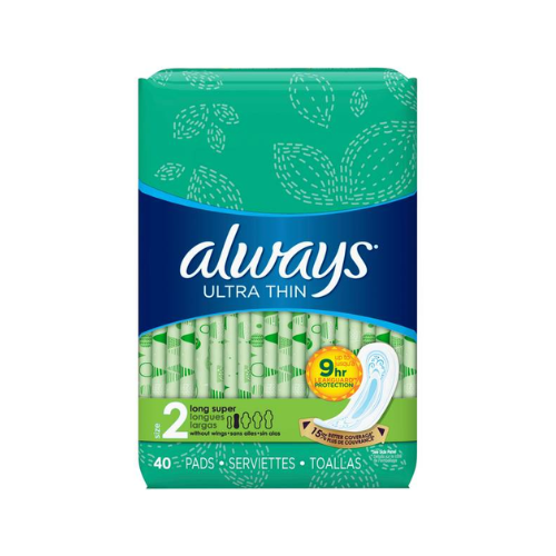 Always Maxi Ultra Thin 40-Count Long Super No Wings