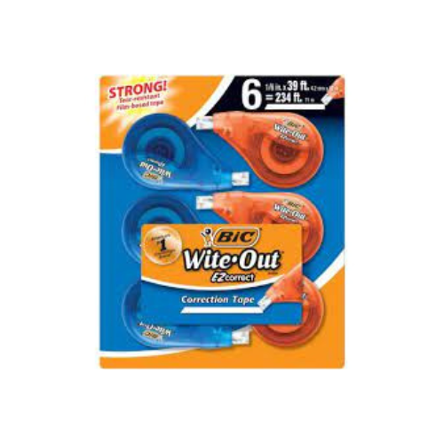 Bic Wite-out Ez Correct Correction Tape 6pk