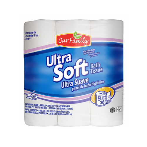 Our Family Ultra Soft Bath Tissue Mega Rolls 9 ct