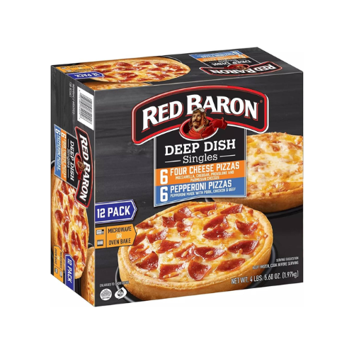 Red Baron Deep Dish Singles, 6 - Four Cheese Pizzas, 6 - Pepperoni Pizzas 4lbs