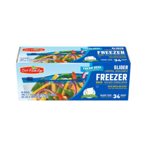 Our Family Quart Freezer Slider Bag 34ct