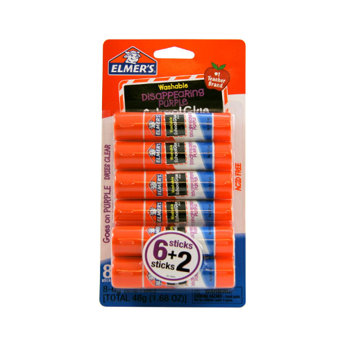 Elmers Washable Disappearing Purple School Glue Sticks 6g x 6pk