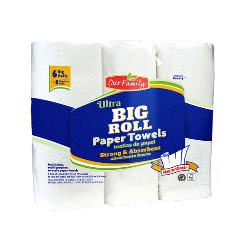 Our Family Ultra Big Roll Choose and Tear 2Ply Paper Towel 6ct