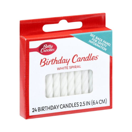 Betty Crocker Medium Spiral Birthday White Candles 24ct