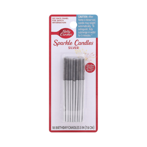 Betty Crocker Sparkler Birthday Candle Silver 18ct