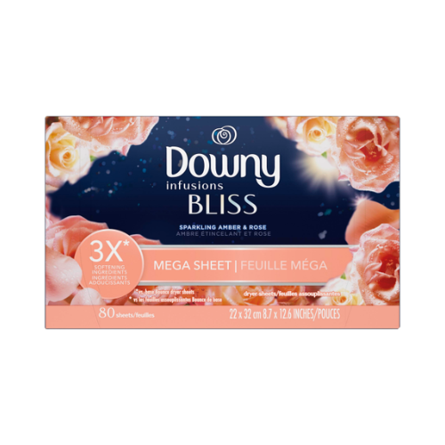 Downy Infusions Bliss Sparkling Amber & Rose Mega Dryer Sheets 80ct