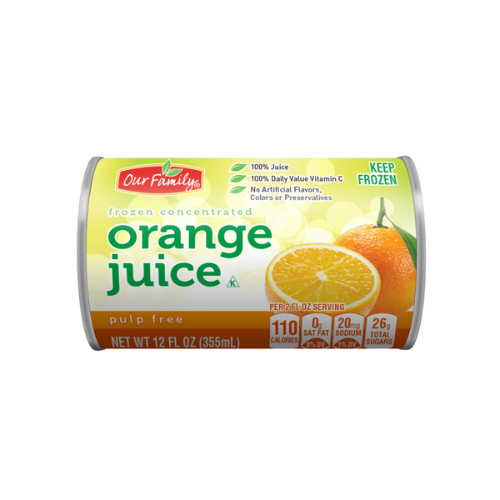 Our Family Frozen Juice Orange Juice No Pulp Concentrate 12 oz