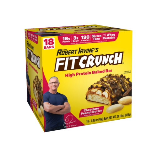 Robert Irvine's Fit Crunch Chocolate Peanut Butter Protein Bar 3.1oz 18pk