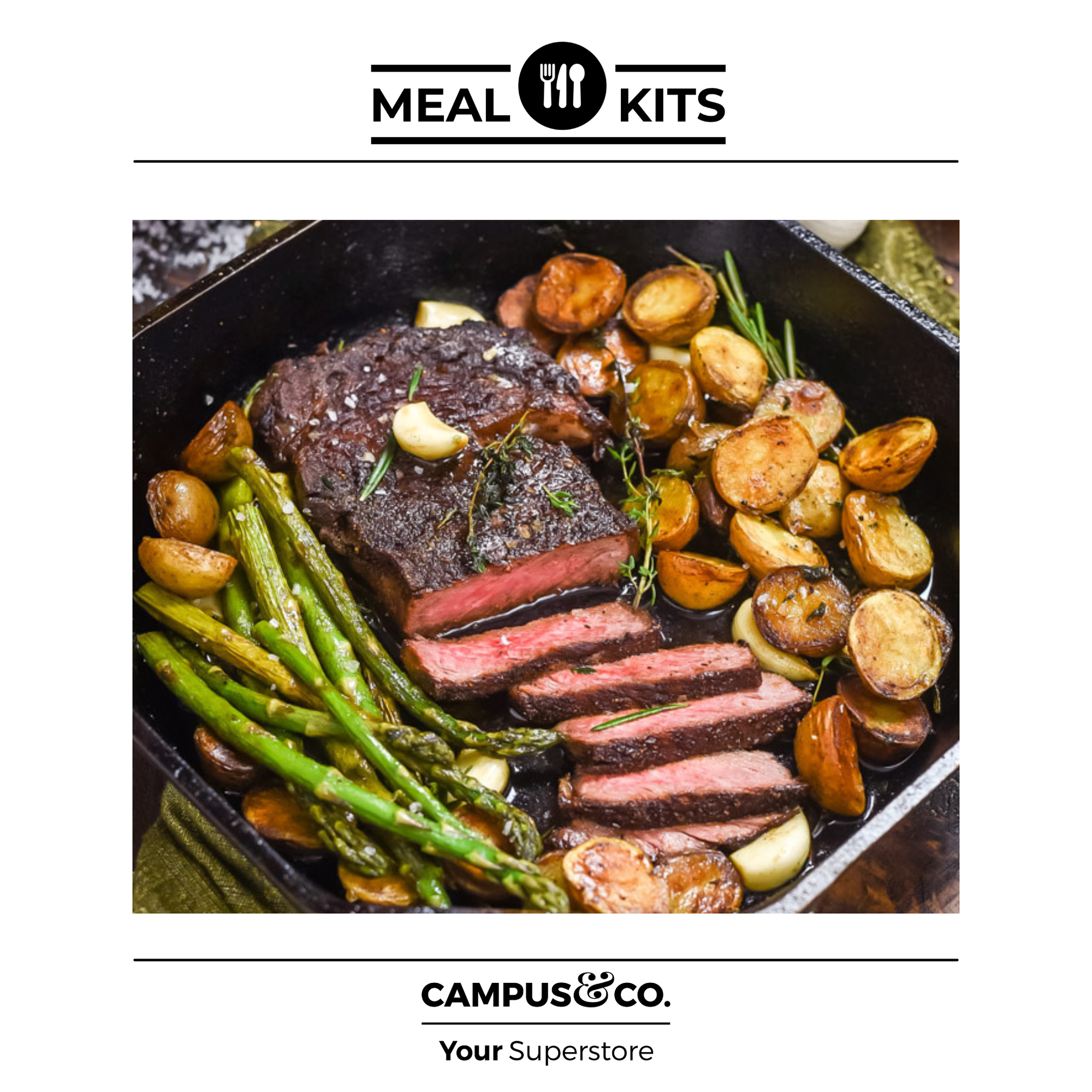 Garlic Butter Steak w/ Crispy Potatoes & Asparagus Meal Kit