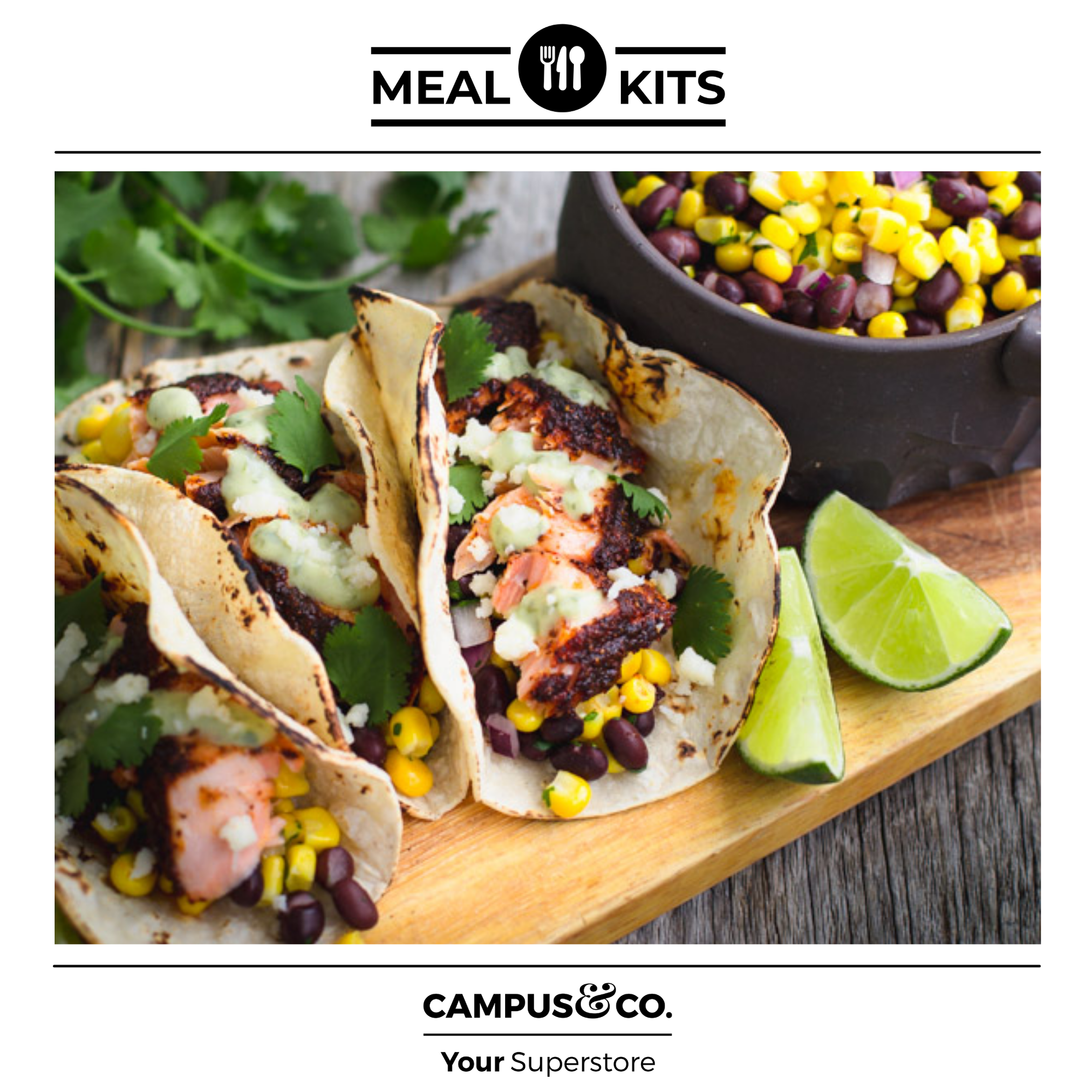 Blackened Salmon Tacos with Avocado Corn Salsa Meal Kit 4-6 Servings