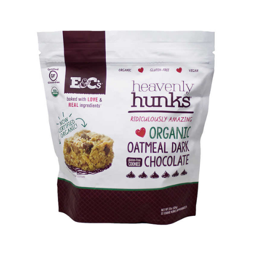 E&C's Heavenly Hunks Organic Oatmeal Dark Chocolate GF cookies