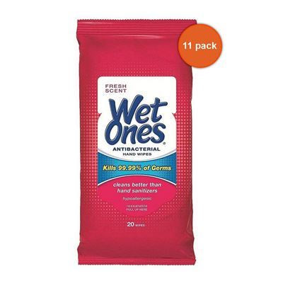 Wet Ones Travel Pack Antibacterial Fresh Scent Hand Wipes 20ct